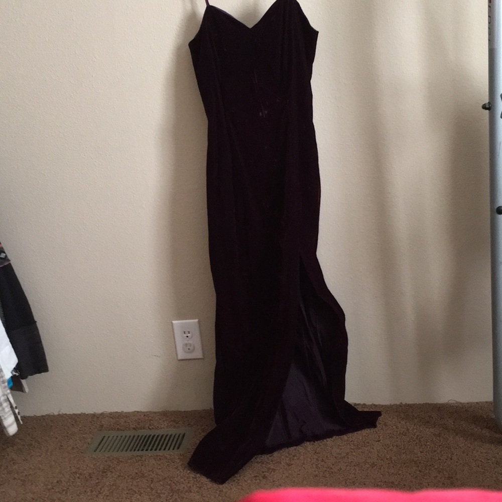 Purple velvet long dress